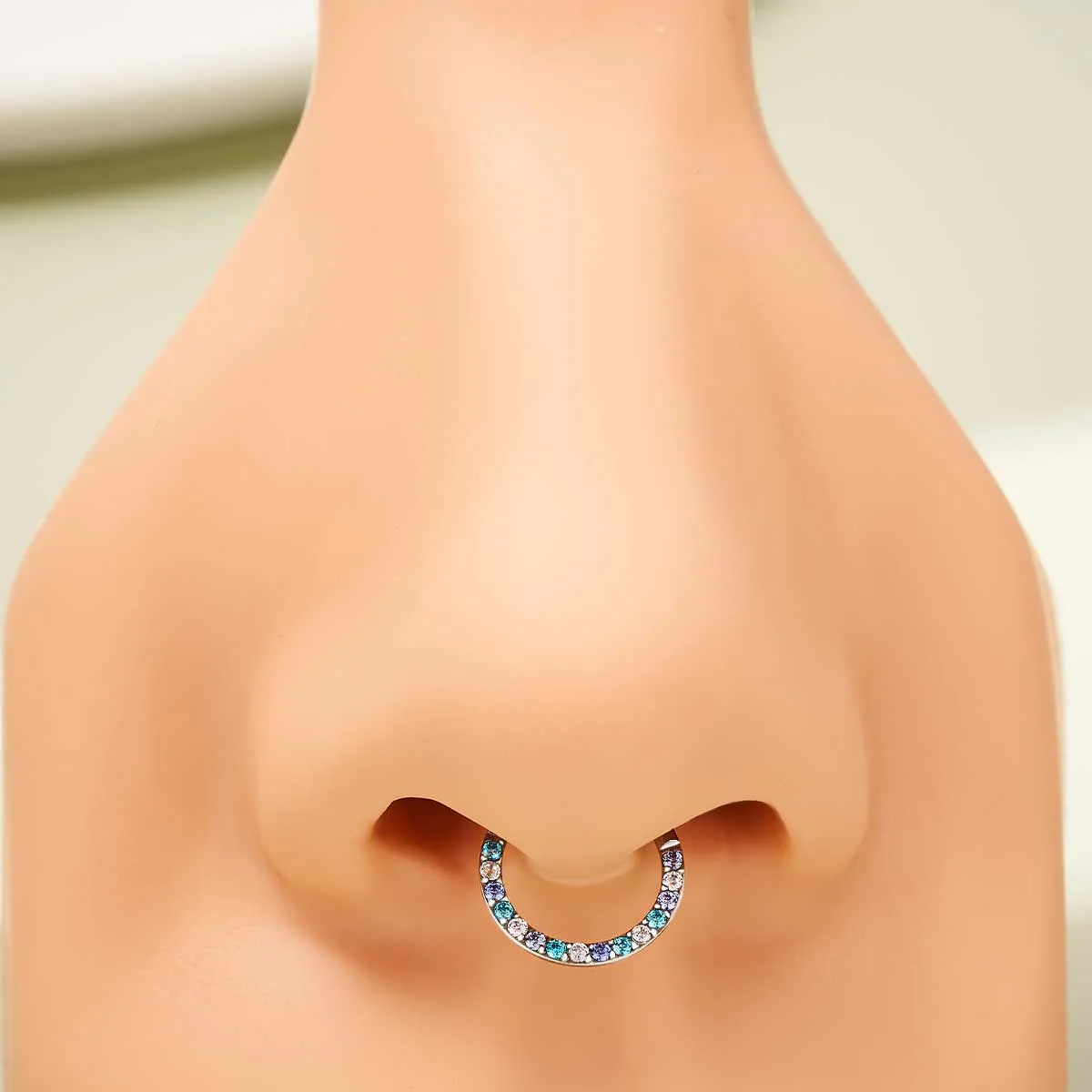 16G Dazzling Multicolored CZ Septum Ring Nose Piercing