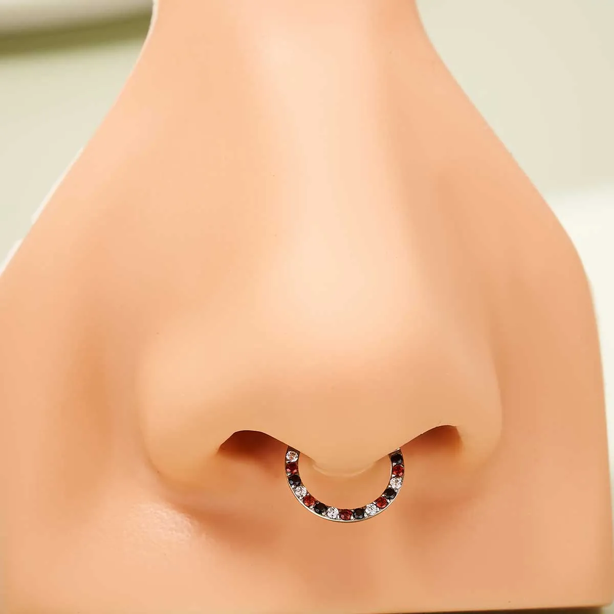 16G Dazzling Multicolored CZ Septum Ring Nose Piercing