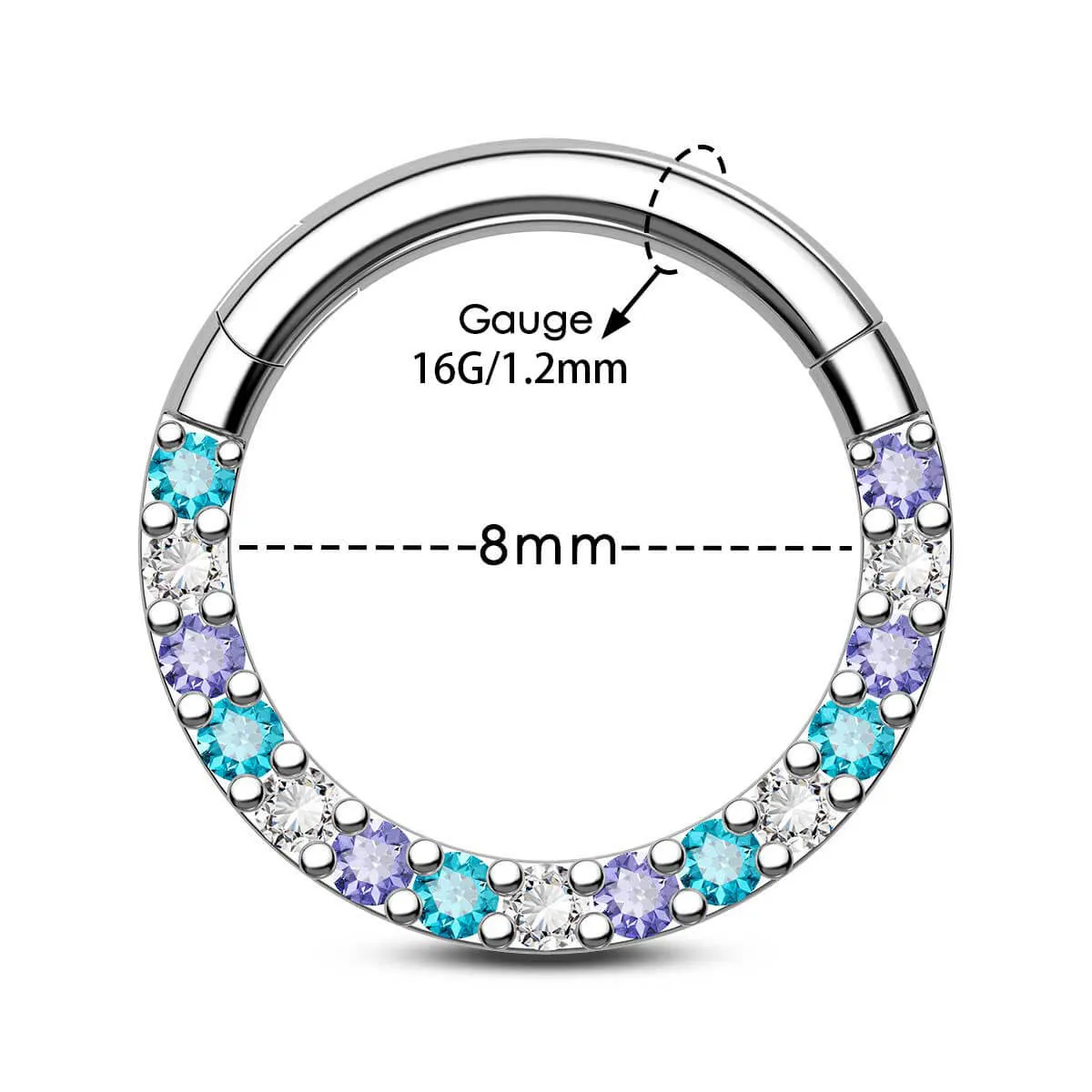 16G Dazzling Multicolored CZ Septum Ring Nose Piercing