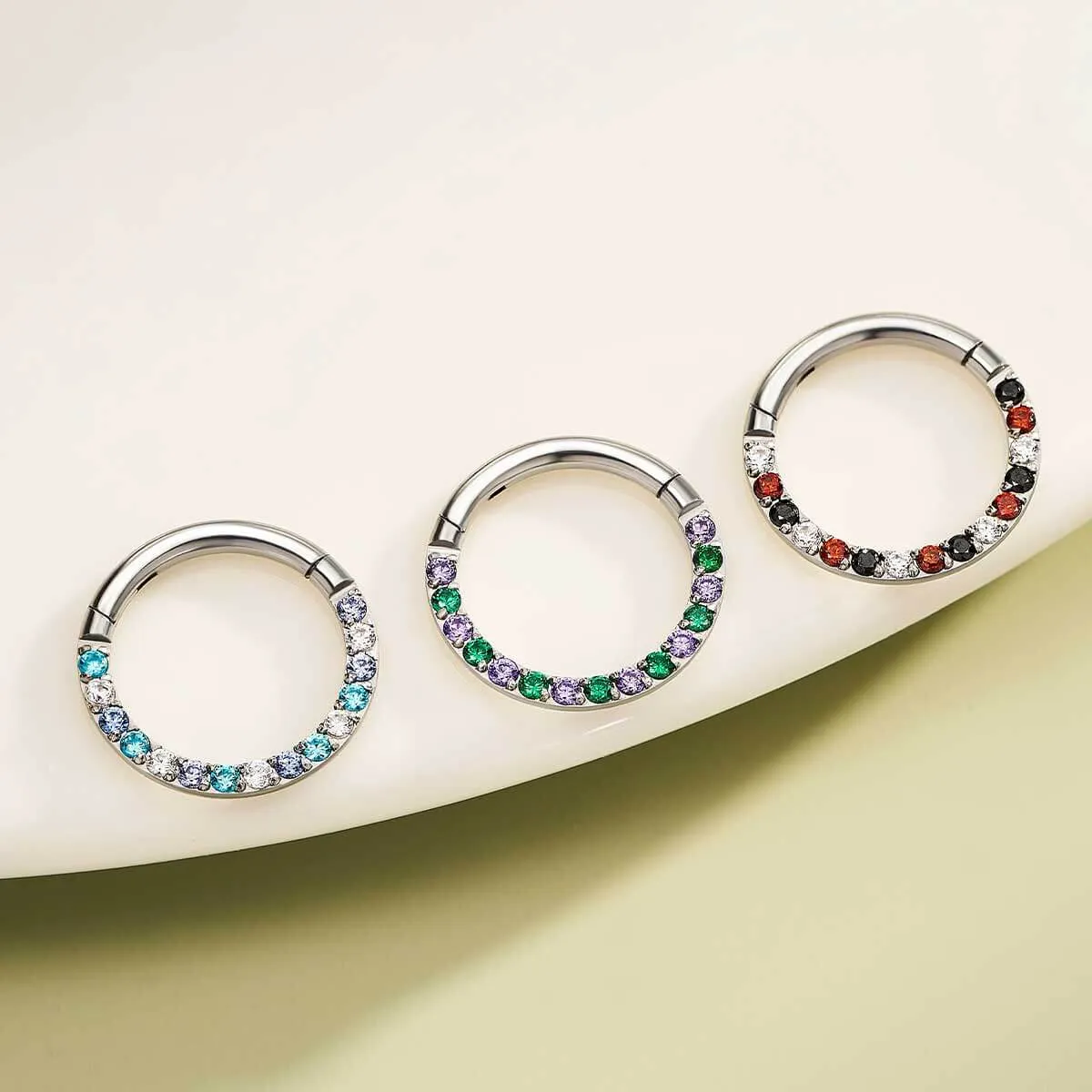 16G Dazzling Multicolored CZ Septum Ring Nose Piercing