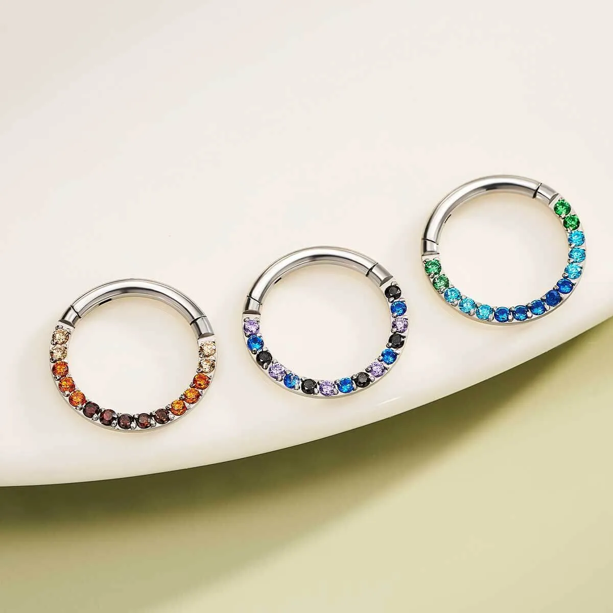 16G Dazzling Multicolored CZ Septum Ring Nose Piercing