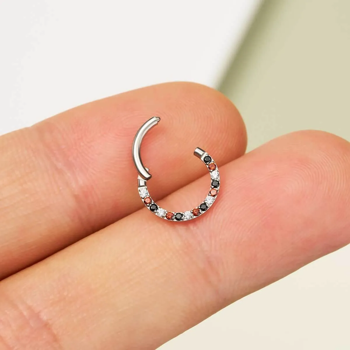 16G Dazzling Multicolored CZ Septum Ring Nose Piercing