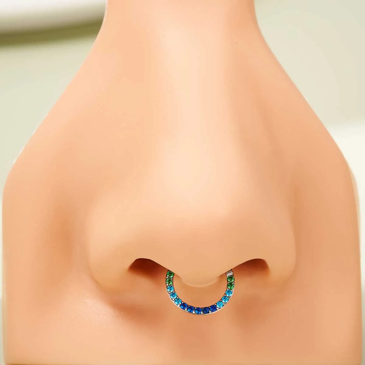 16G Dazzling Multicolored CZ Septum Ring Nose Piercing