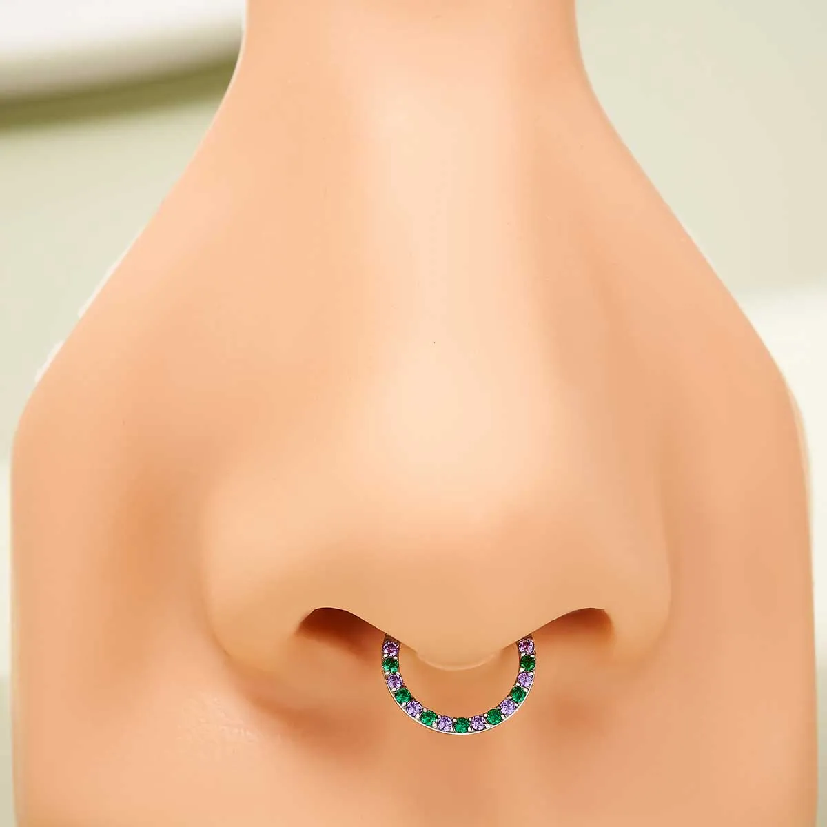 16G Dazzling Multicolored CZ Septum Ring Nose Piercing