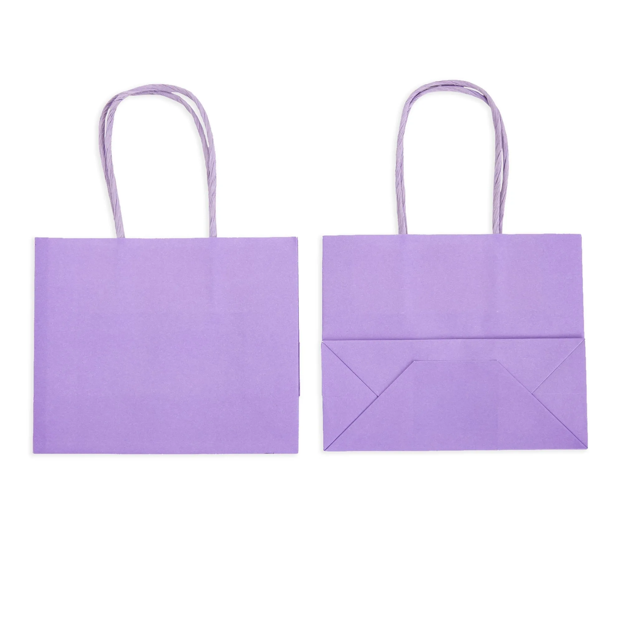 50 Pack Purple Paper Gift Bags with Handles, Bulk Set for Birthday Themed Party Favors, Presents (6 x 5 x 2.5 In)