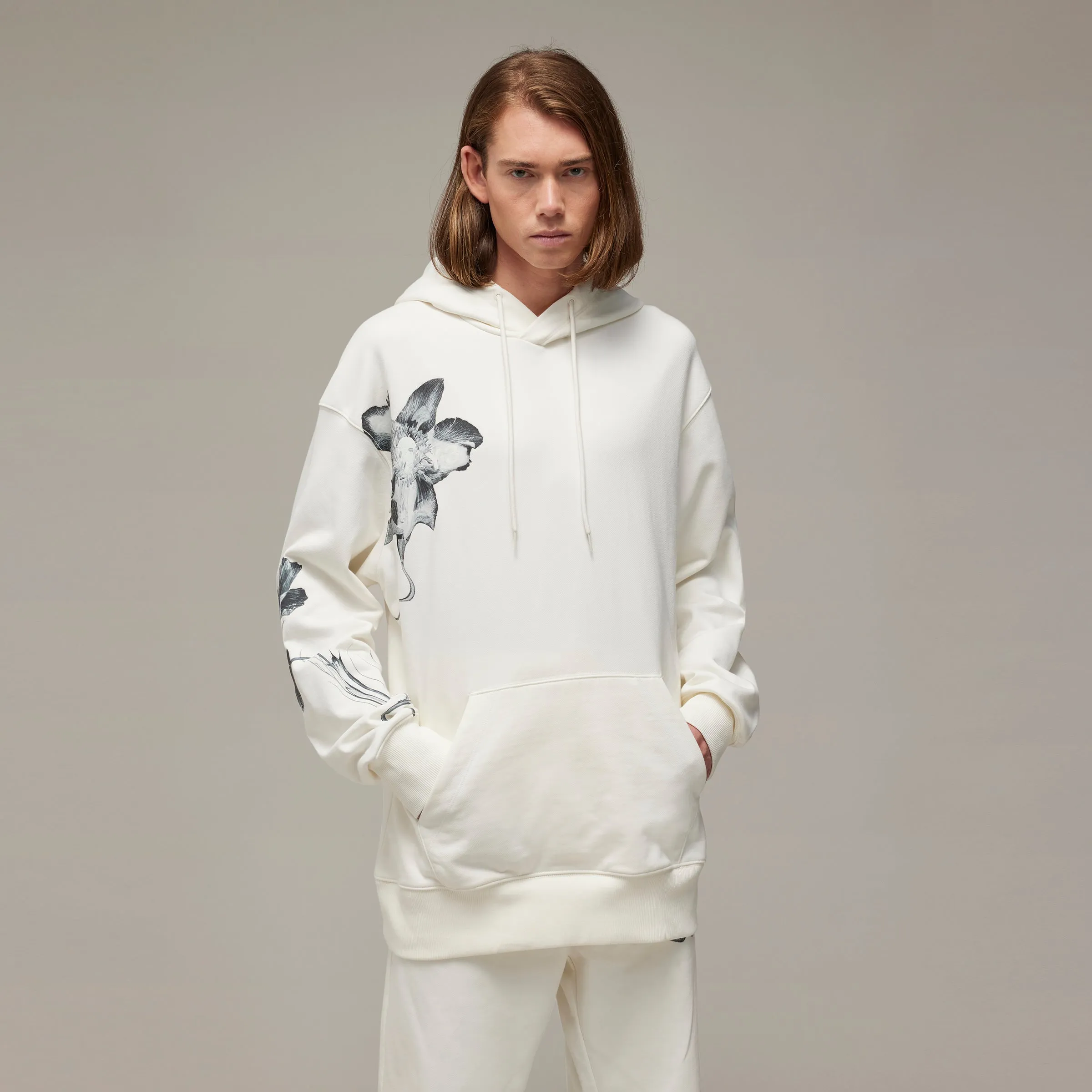 ADIDAS Y-3 Graphic French Terry Hoodie Off White