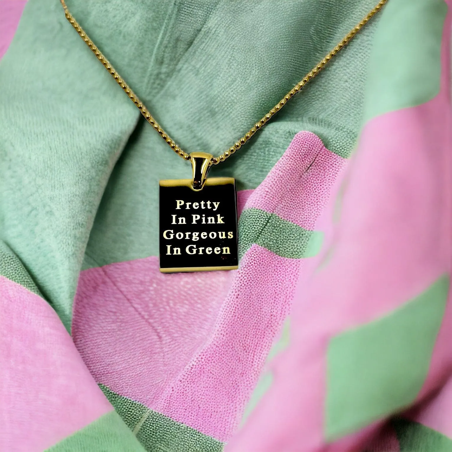 AKA Pretty In Pink Gorgeous in Green Gold Necklace