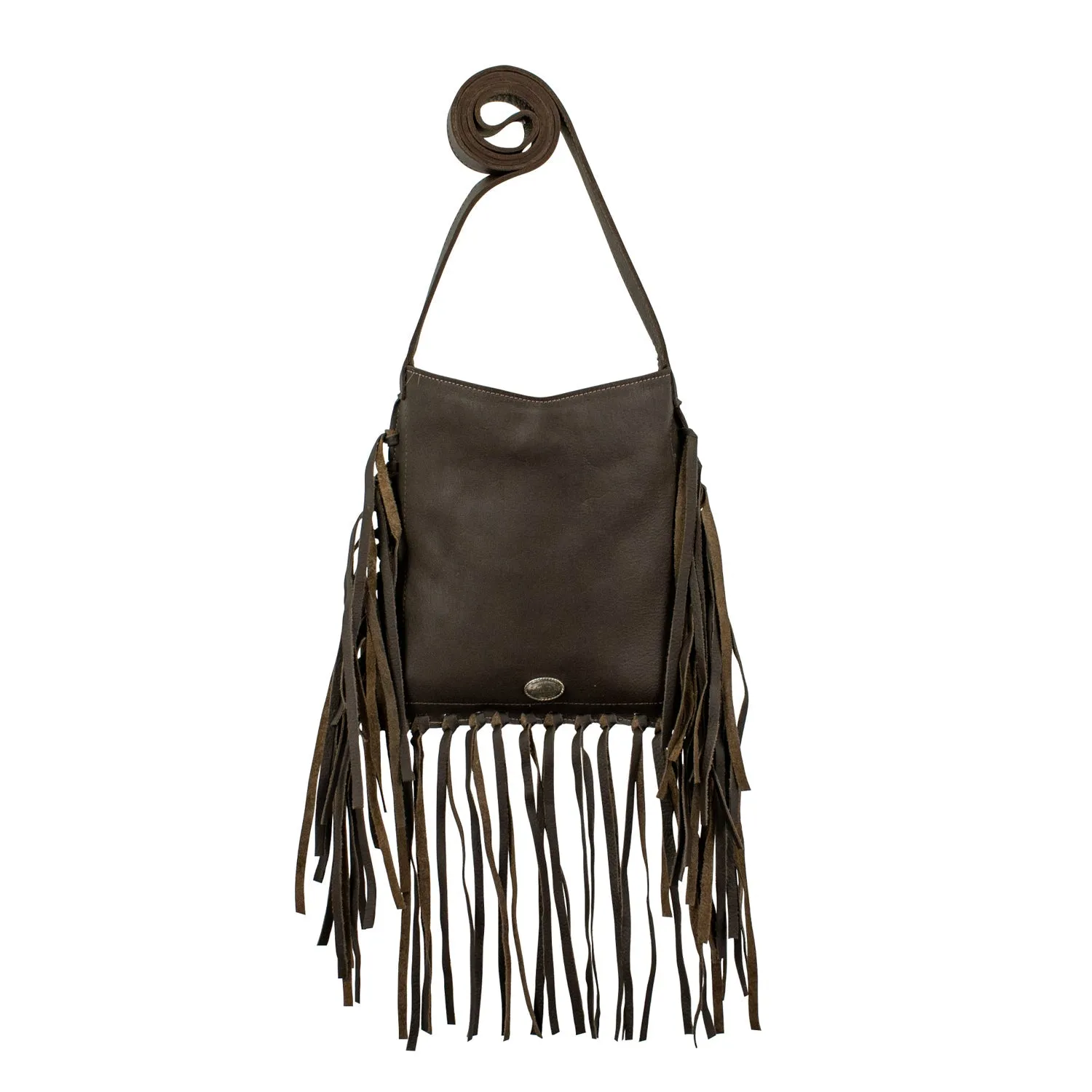 American West Womens Fringed Cowgirl 10in Tan Hair-On Leather Crossbody Bag