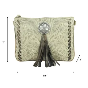 American West Womens Lariats and Lace Sand Leather Crossbody Bag