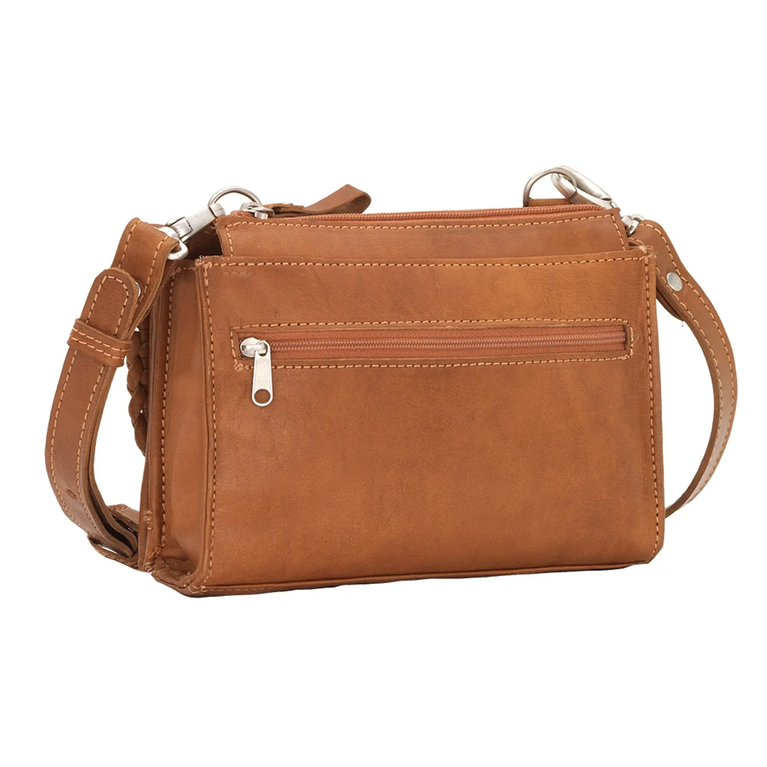 American West Womens Mohave Canyon Natural Tan Leather Crossbody Bag