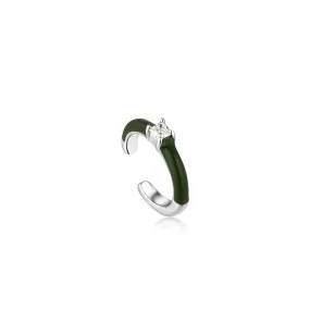 Ania Haie Forest Green Enamel Silver Ear Cuff