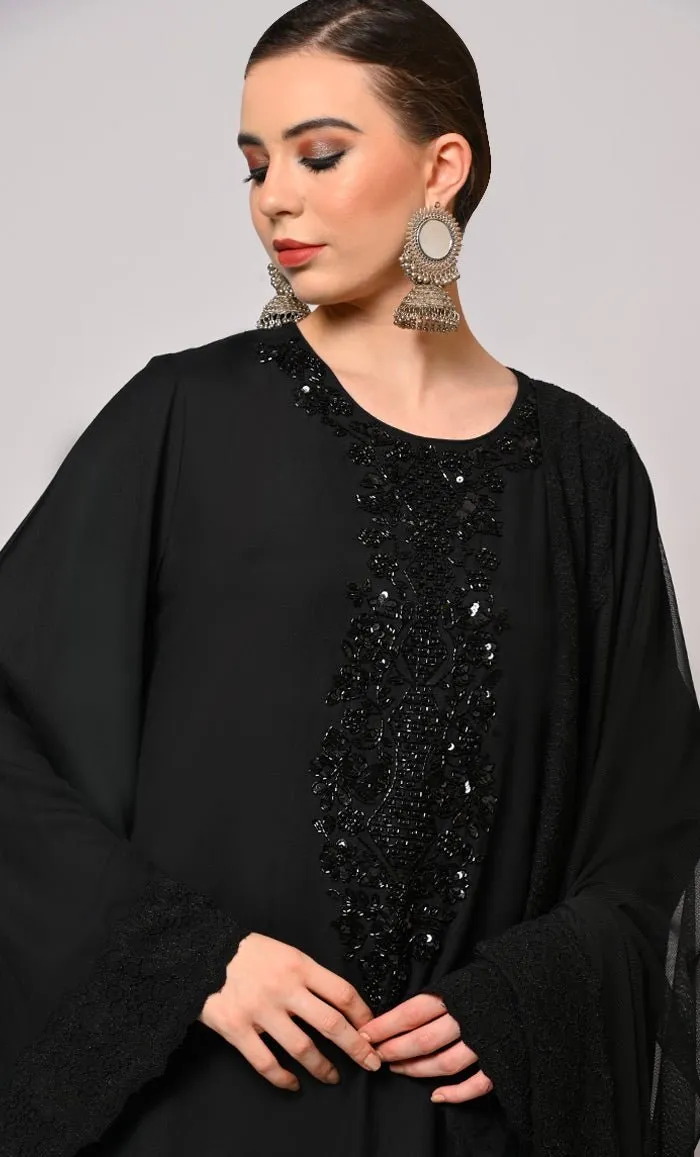 Artistry in Sequins: Hand Embroidered Black Salwar Kameez Set - Final Sale