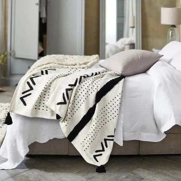 Avant-garde 80201BKN Black/Natural Throw Blanket