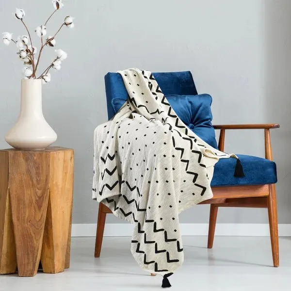 Avant-garde 80201BKN Black/Natural Throw Blanket