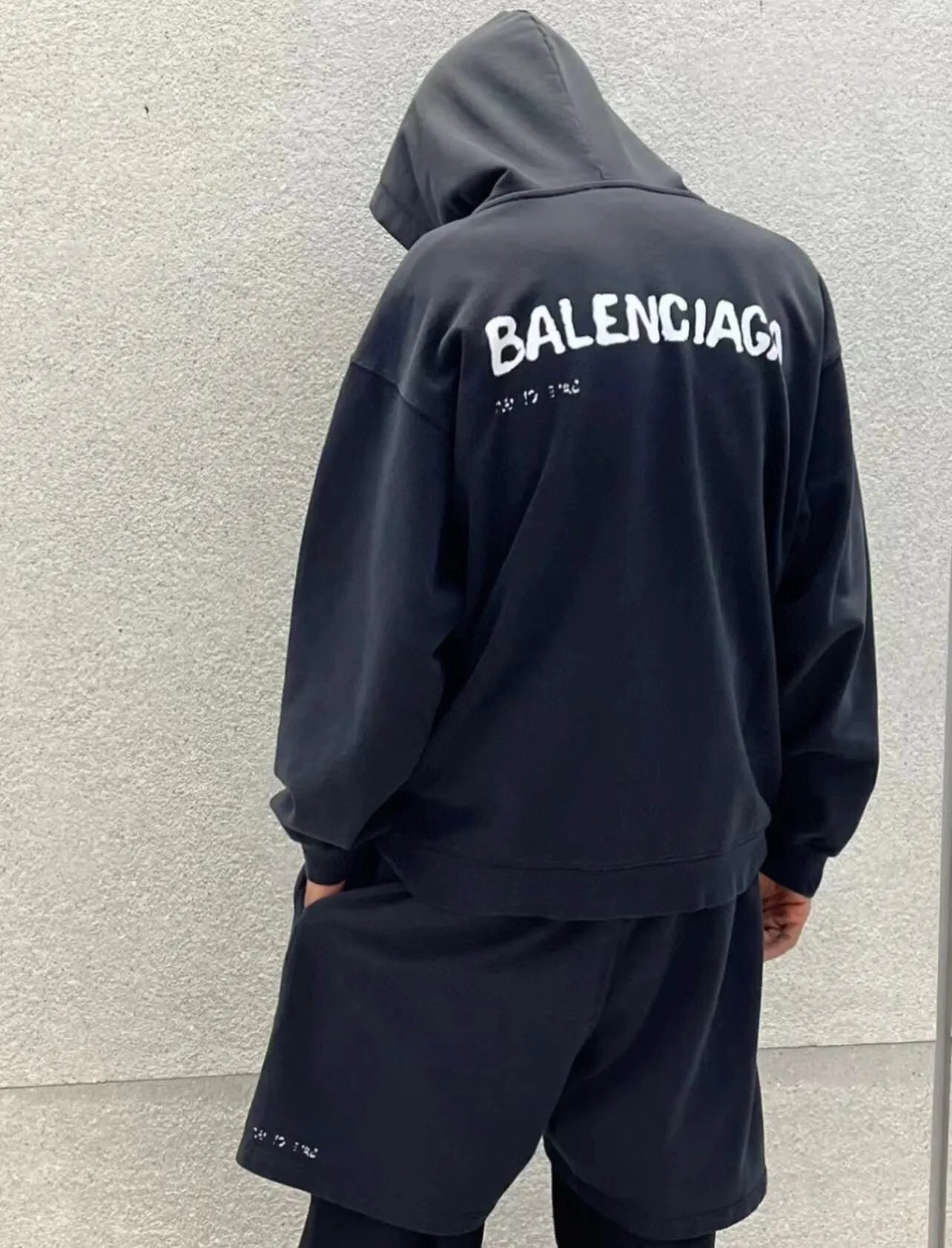 Balenciaga Black Distorted Logo Hoodie