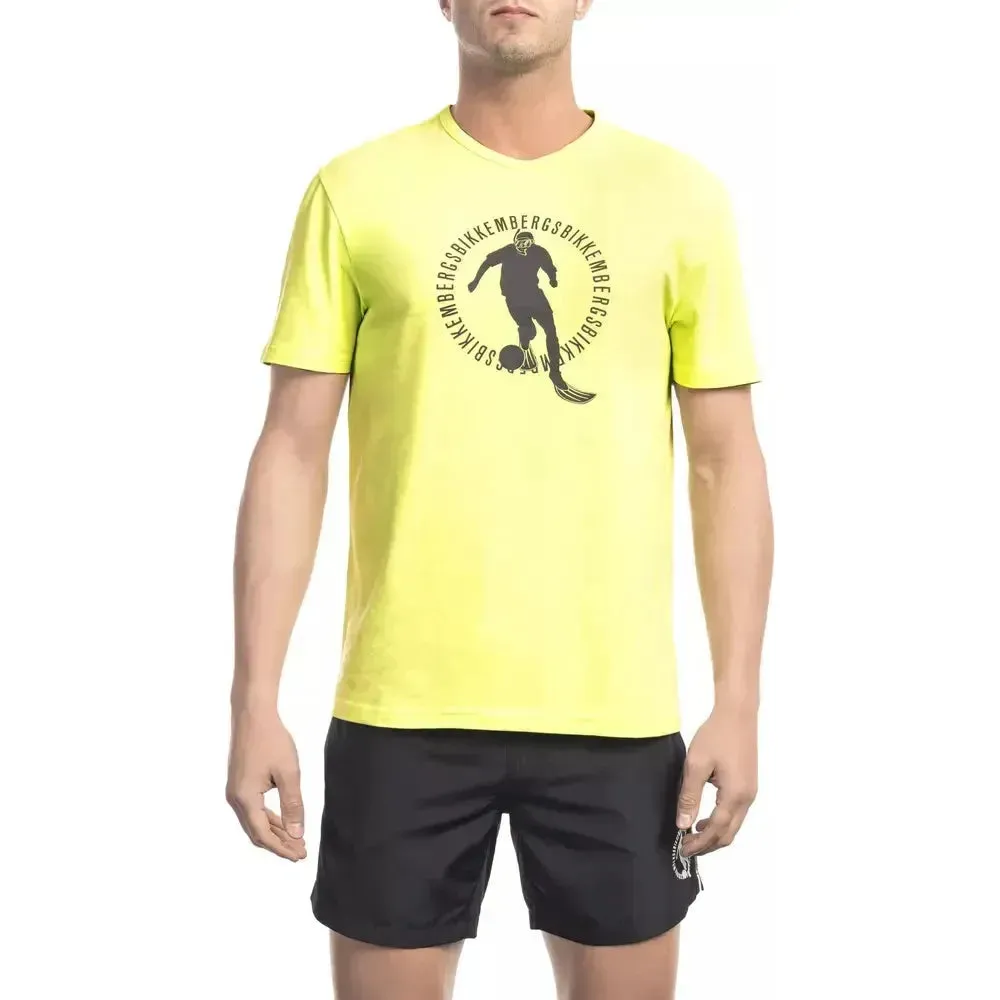 Bikkembergs Yellow Cotton Men T-Shirt