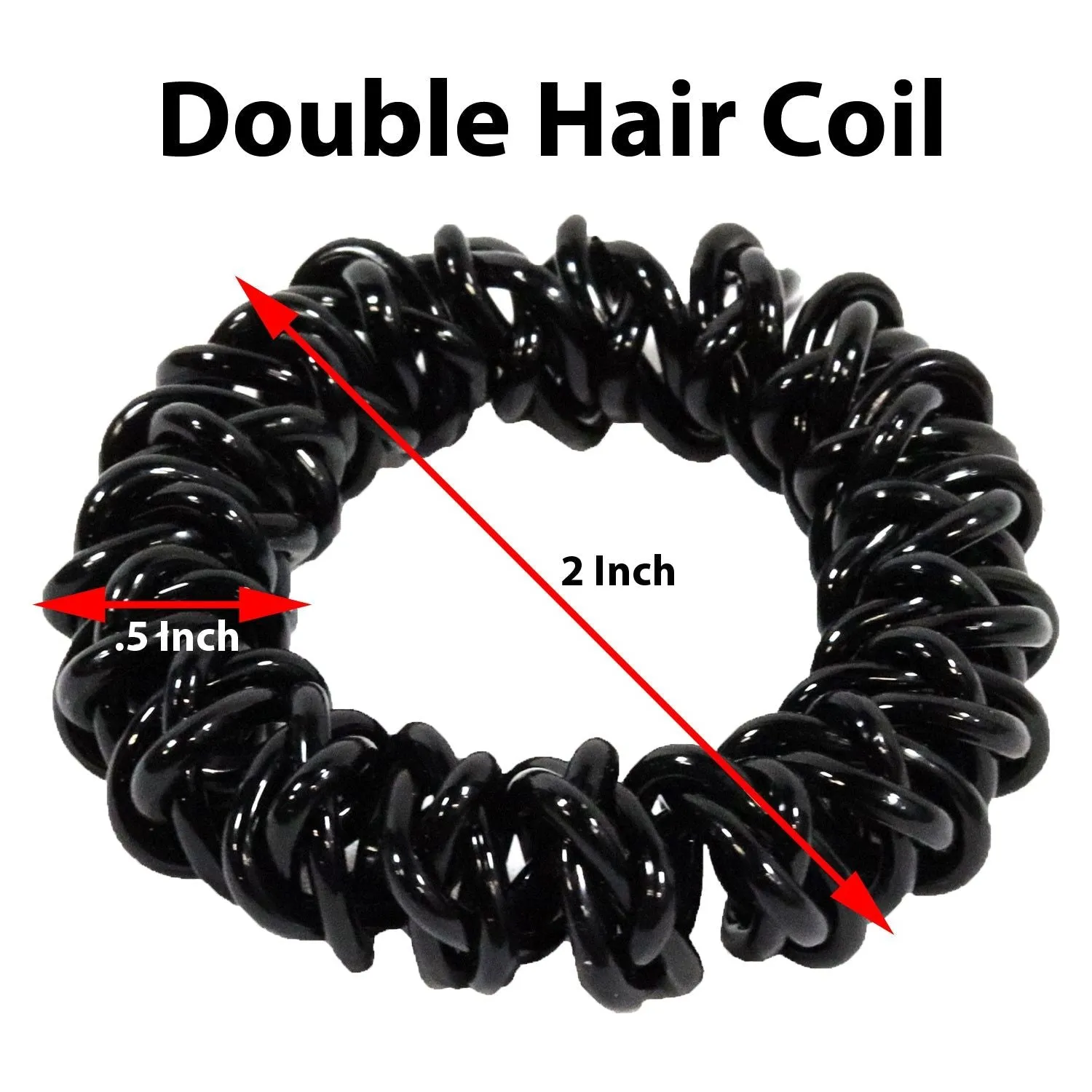 Black and Clear Spiral Hair Ties - 6 Pack