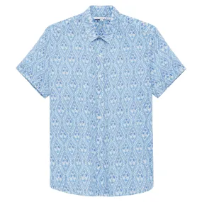 Blue Noto Palms Print Biscayne Shirt