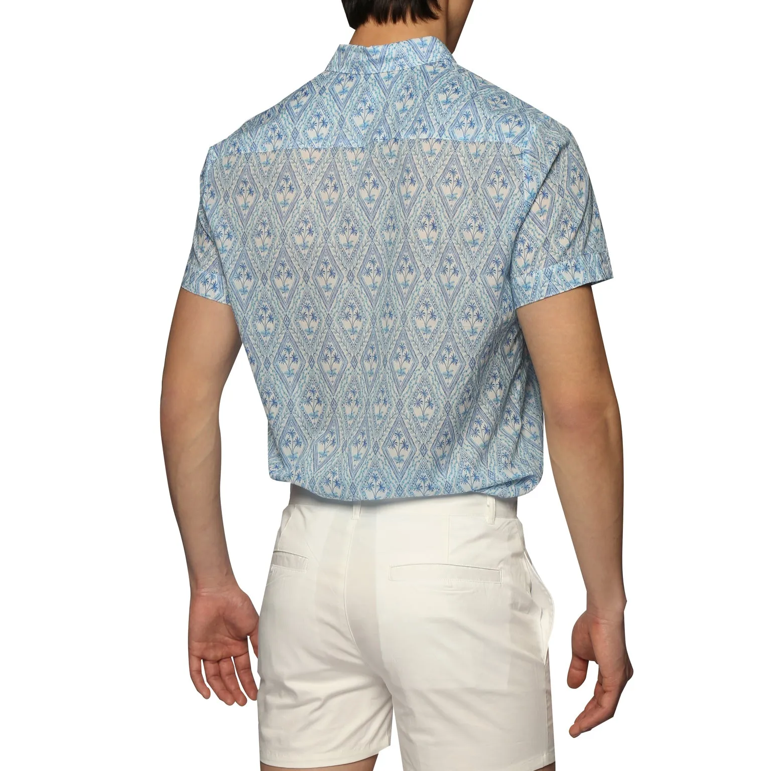 Blue Noto Palms Print Biscayne Shirt