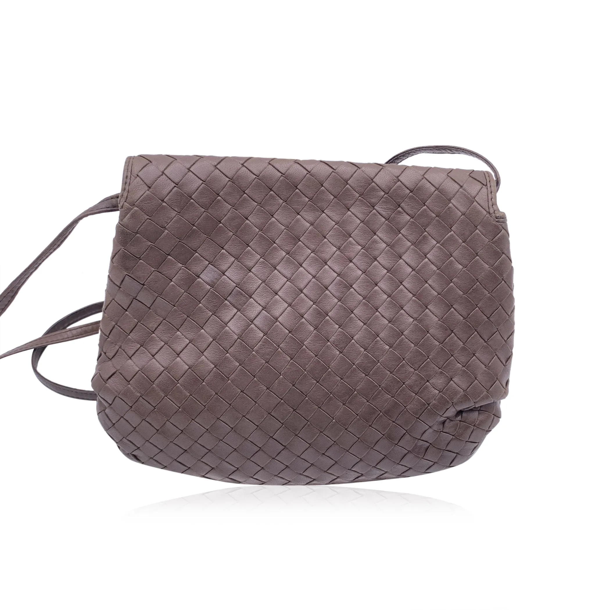 Bottega Veneta Vintage Brown Intrecciato Woven Crossbody Bag