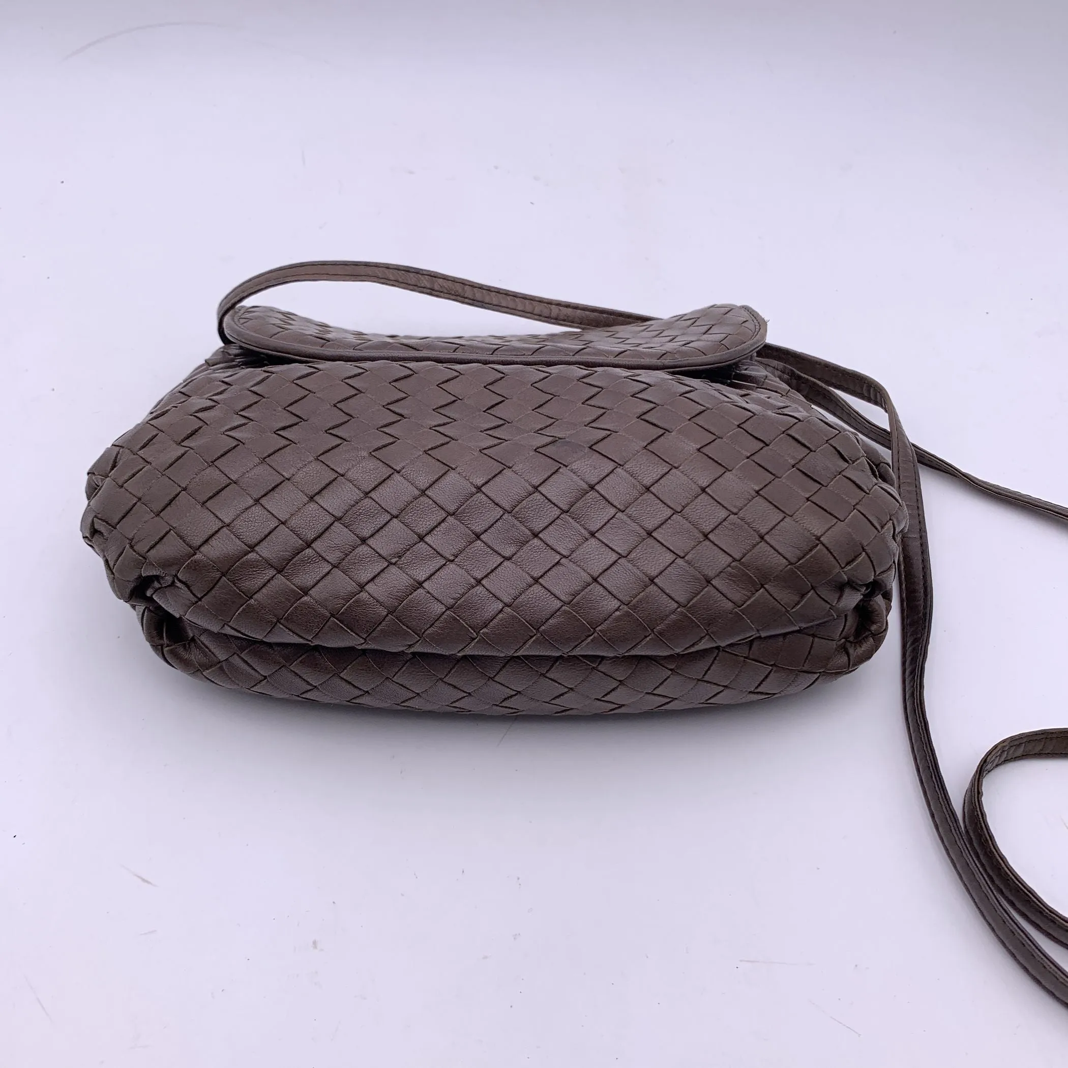 Bottega Veneta Vintage Brown Intrecciato Woven Crossbody Bag