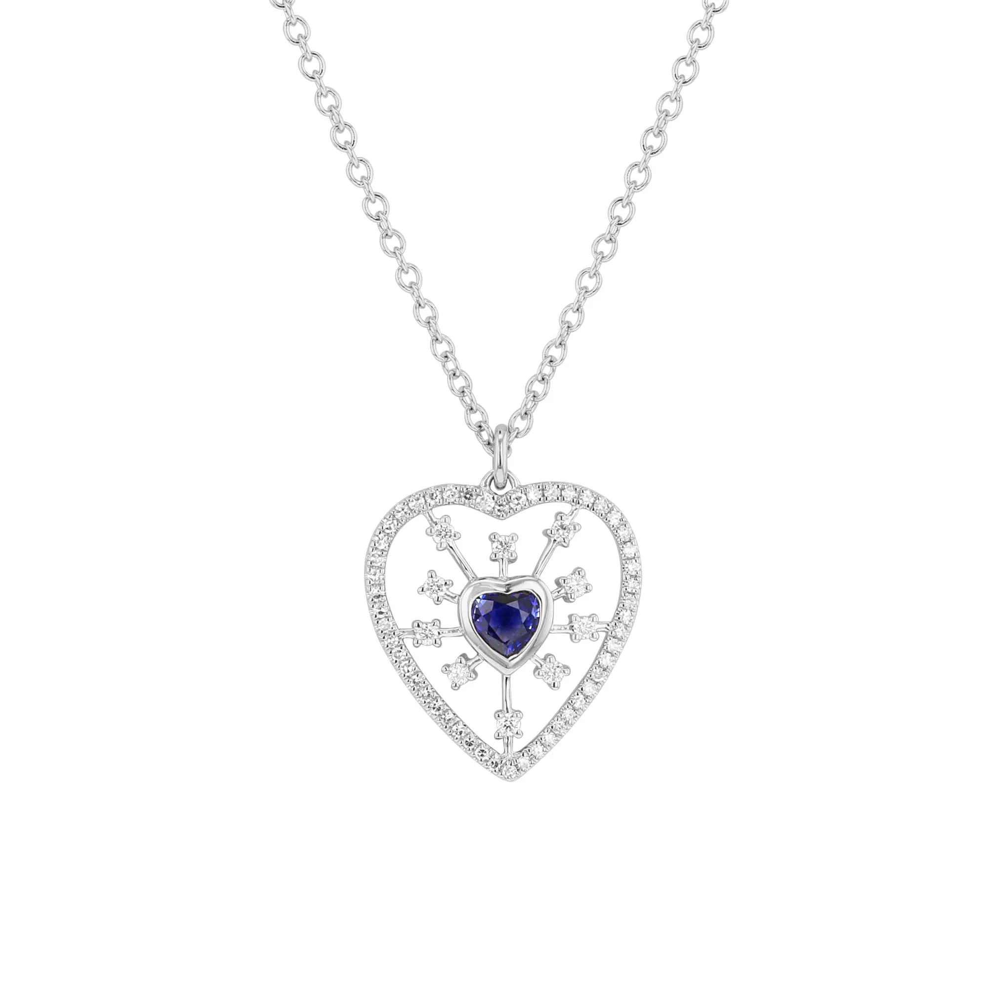 Burst of Love Sapphire and Diamond Necklace