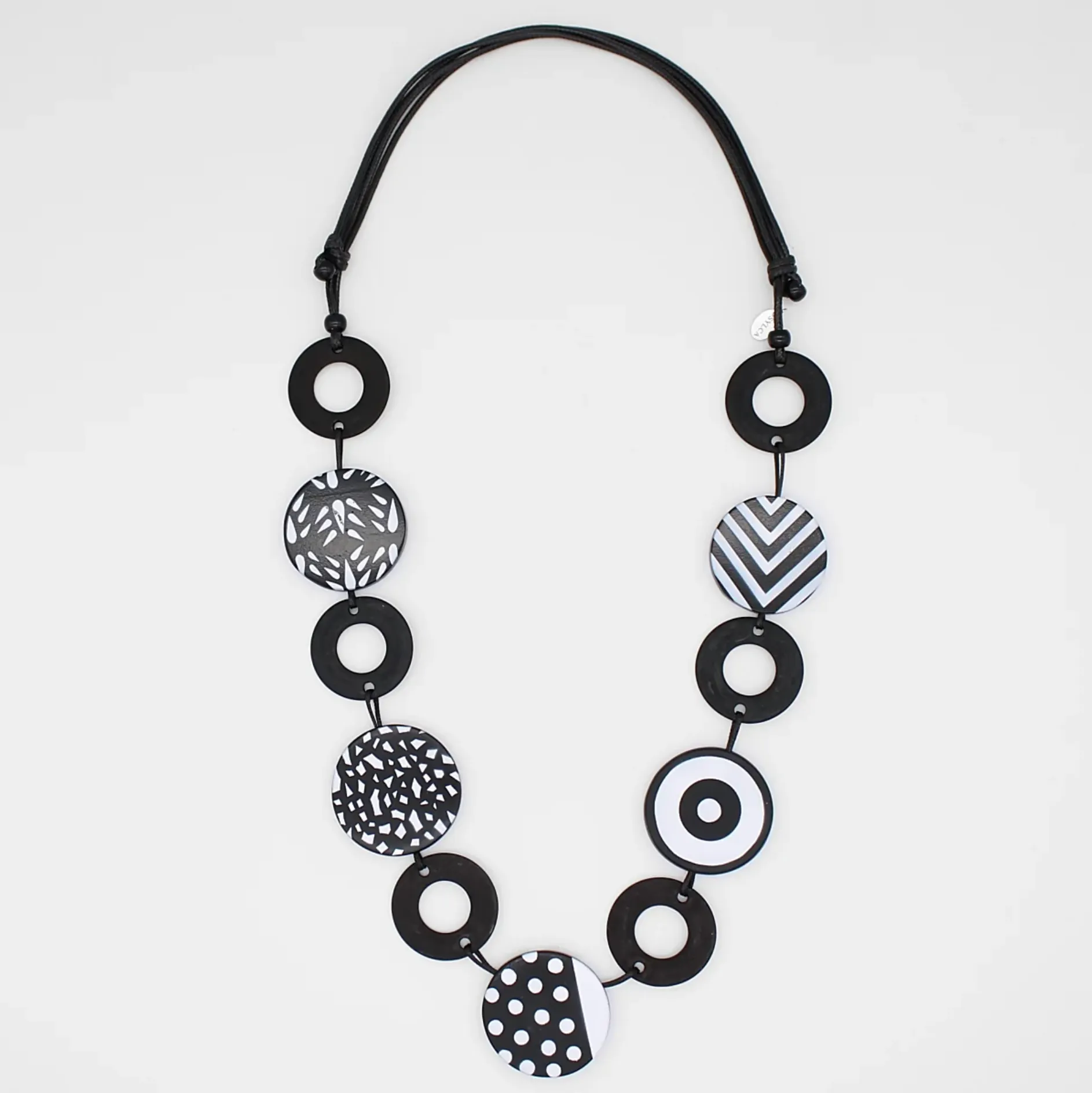 Celine Black and White Circle Statement Necklace