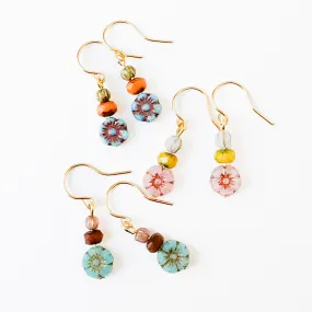 Charming Small Flower Earrings with Vibrant Colors - WS