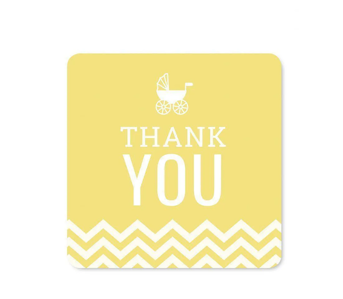 Chevron Baby Shower Square Label Stickers, Thank You