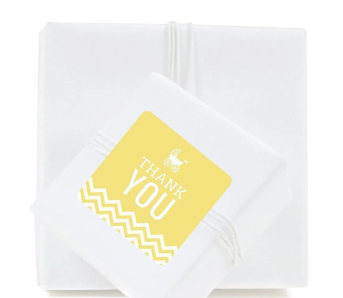 Chevron Baby Shower Square Label Stickers, Thank You