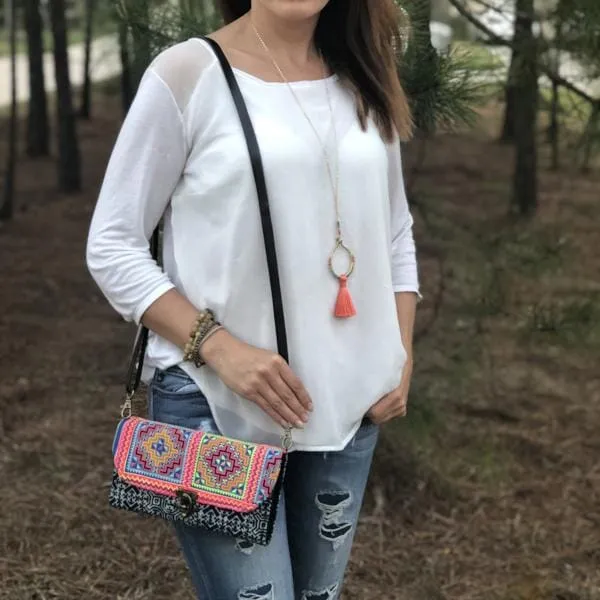 Colorful Bohemian Bag/Clutch - Embroidered Purse/Wallet