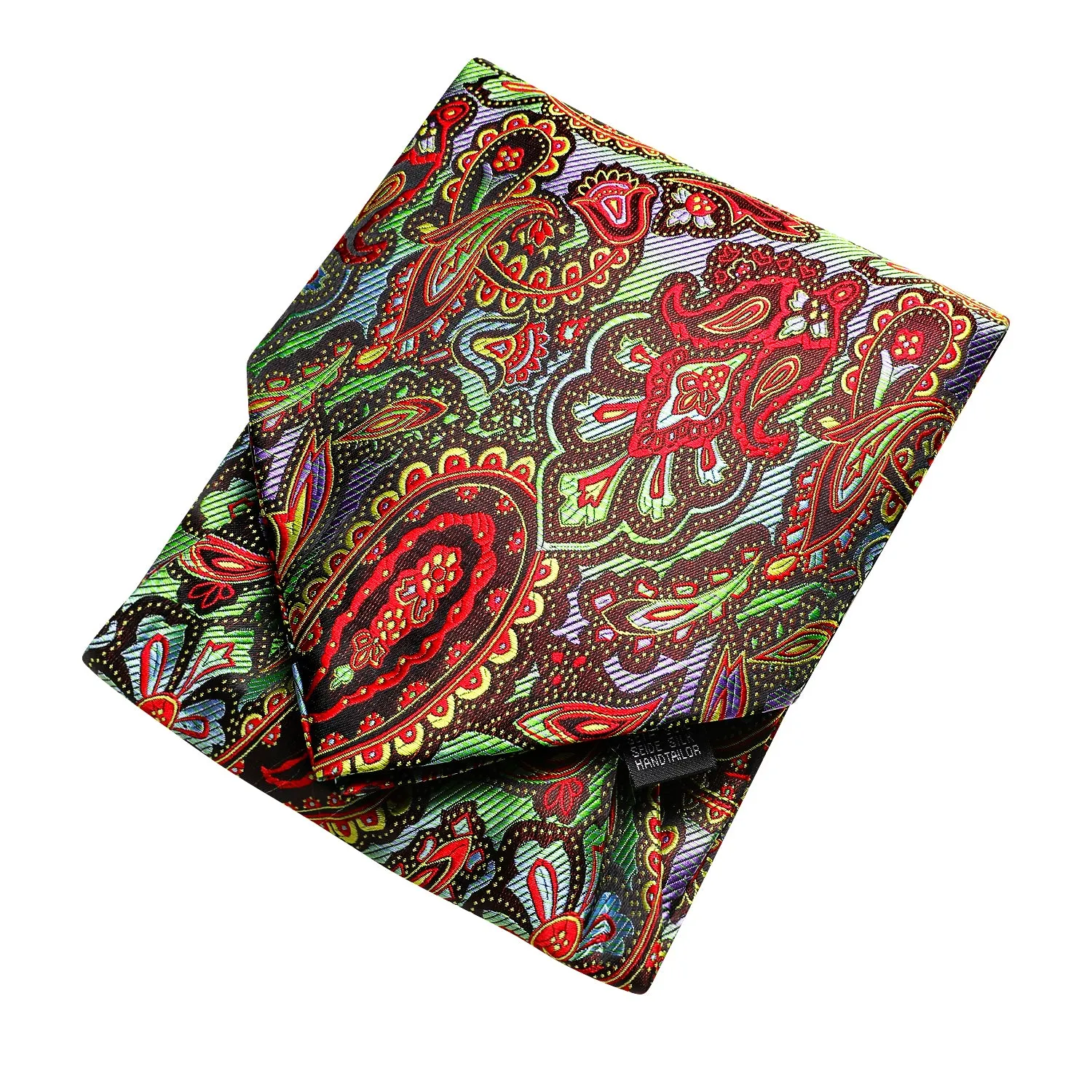 Colorful Paisley Ascot Pocket Square Cufflinks Set