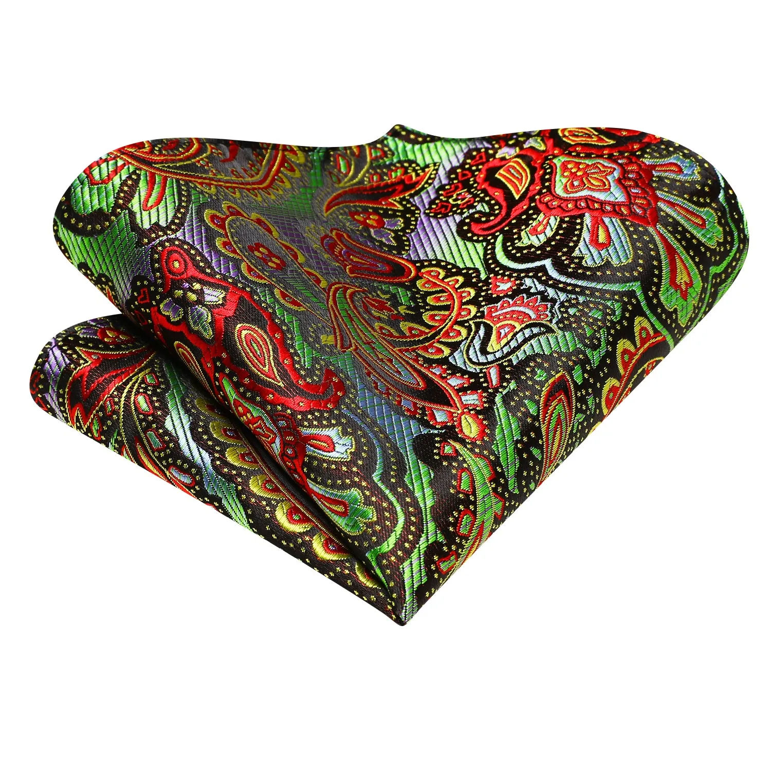 Colorful Paisley Ascot Pocket Square Cufflinks Set