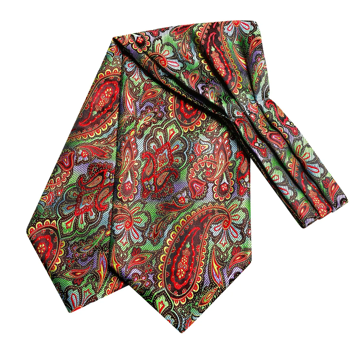 Colorful Paisley Ascot Pocket Square Cufflinks Set