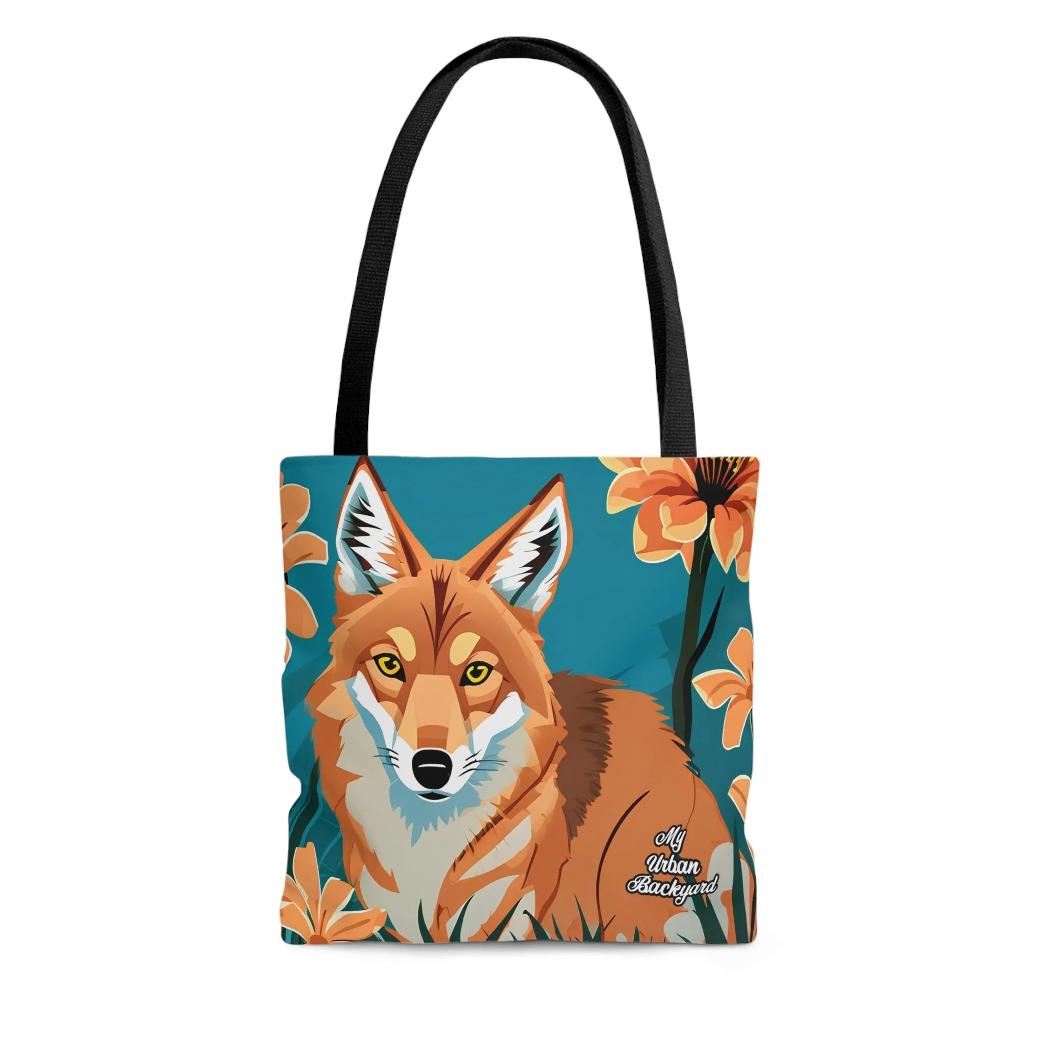 Coyote with Flowers, Tote Bag for Everyday Use - Durable and Functional