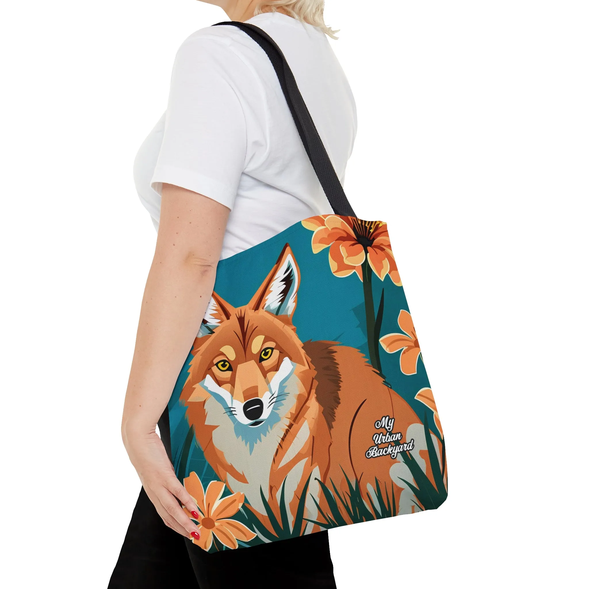 Coyote with Flowers, Tote Bag for Everyday Use - Durable and Functional