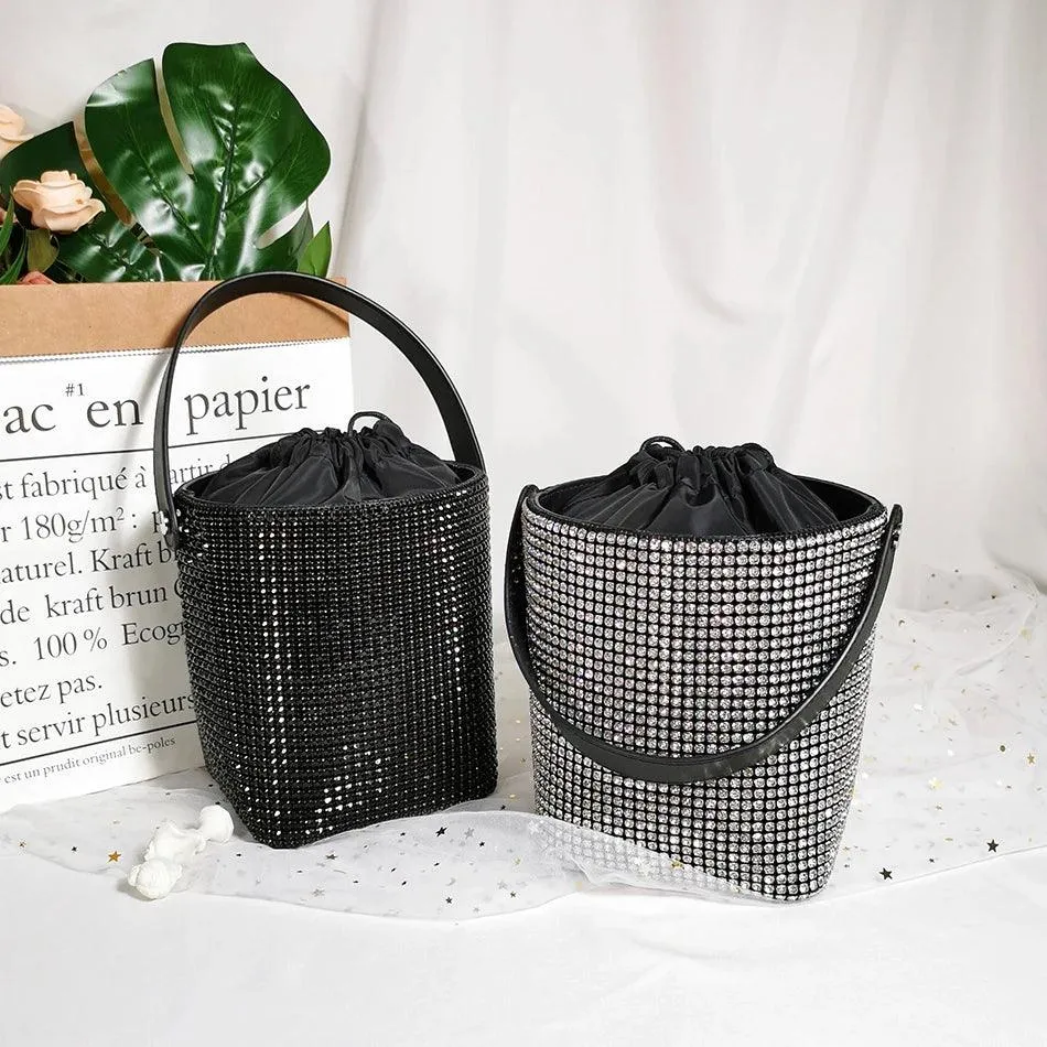 Dazzling Rhinestone Bucket Clutch Bag