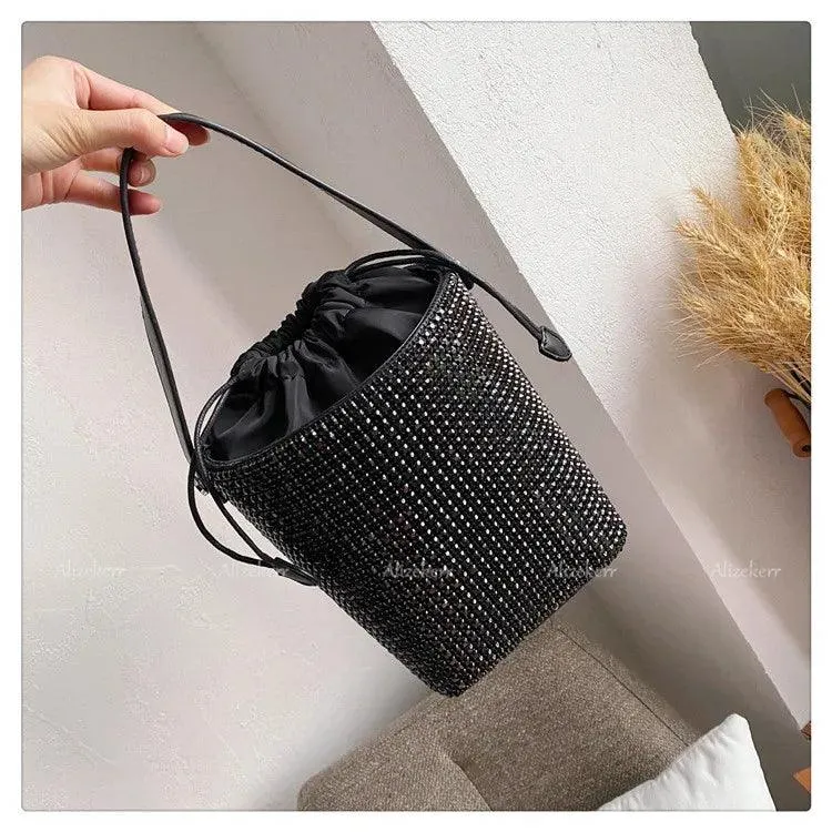 Dazzling Rhinestone Bucket Clutch Bag