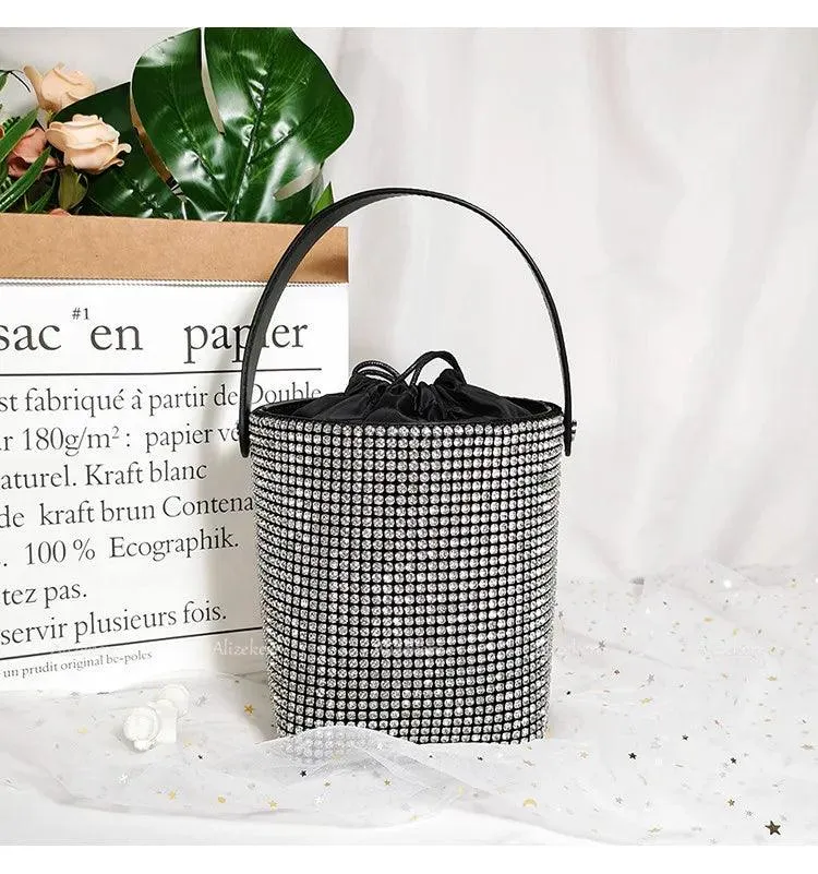 Dazzling Rhinestone Bucket Clutch Bag