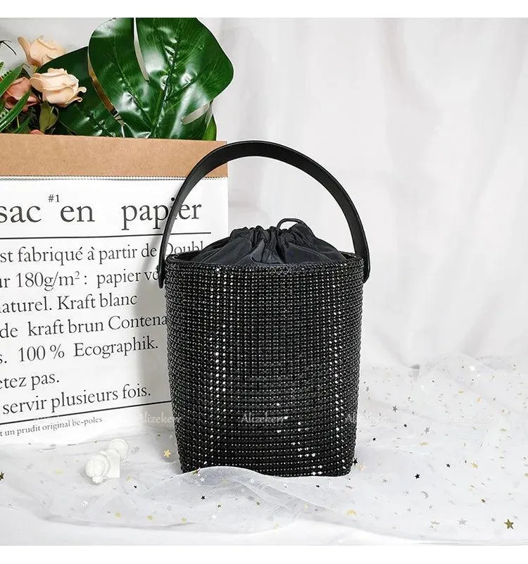 Dazzling Rhinestone Bucket Clutch Bag