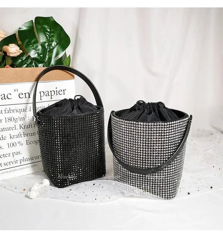 Dazzling Rhinestone Bucket Clutch Bag