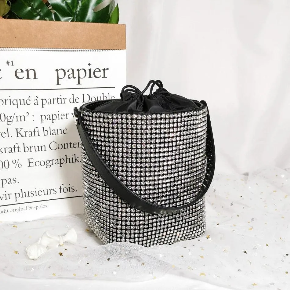 Dazzling Rhinestone Bucket Clutch Bag