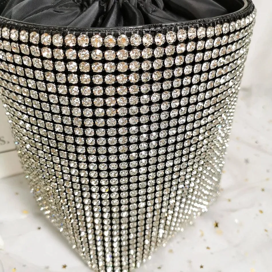 Dazzling Rhinestone Bucket Clutch Bag