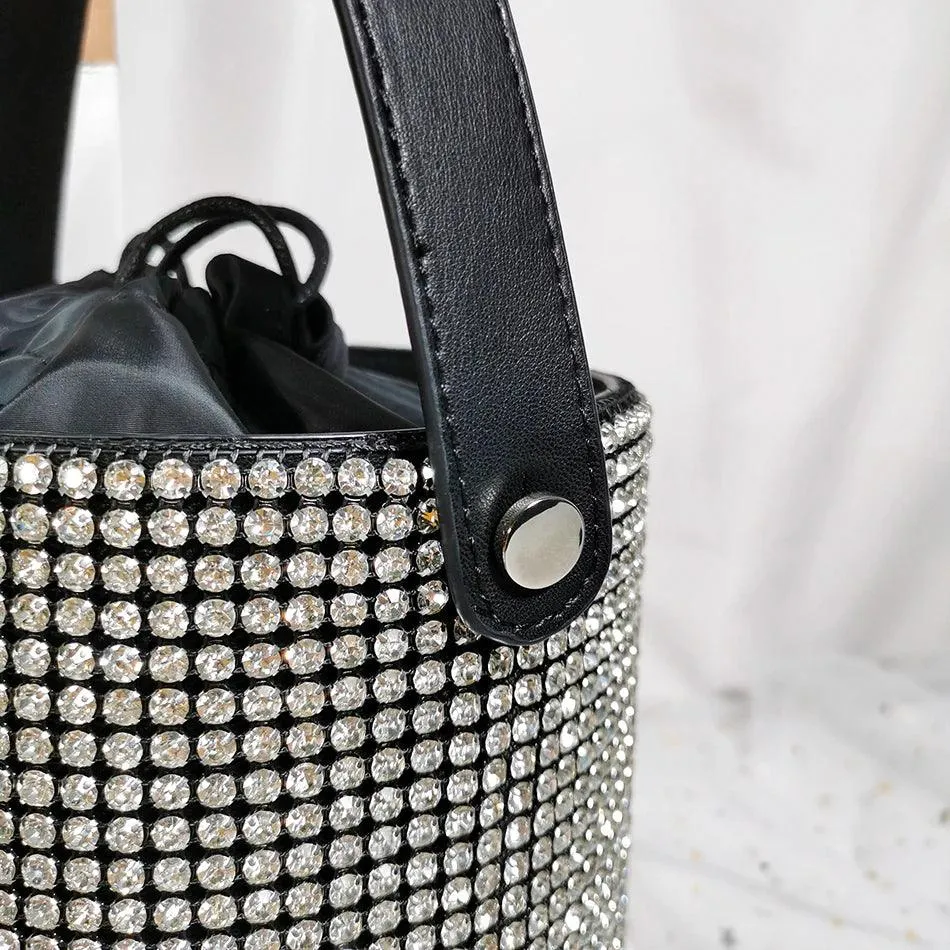 Dazzling Rhinestone Bucket Clutch Bag