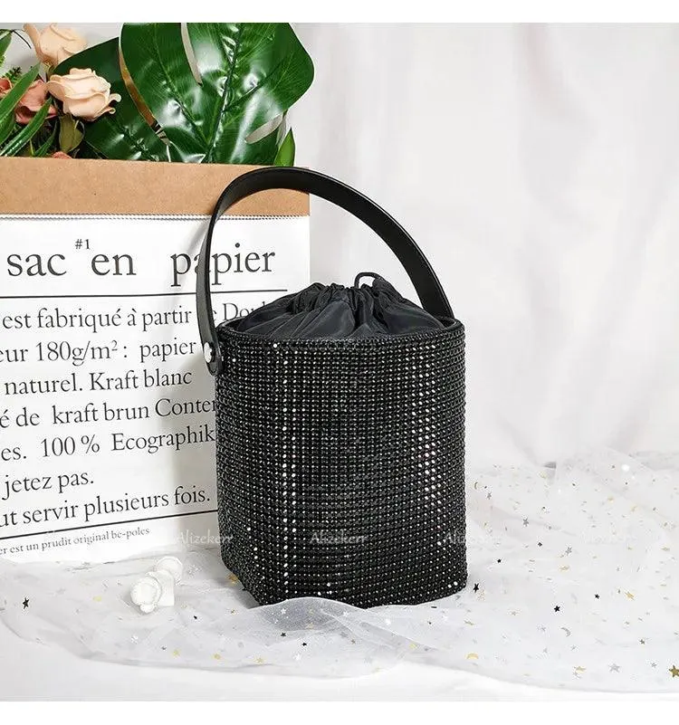 Dazzling Rhinestone Bucket Clutch Bag