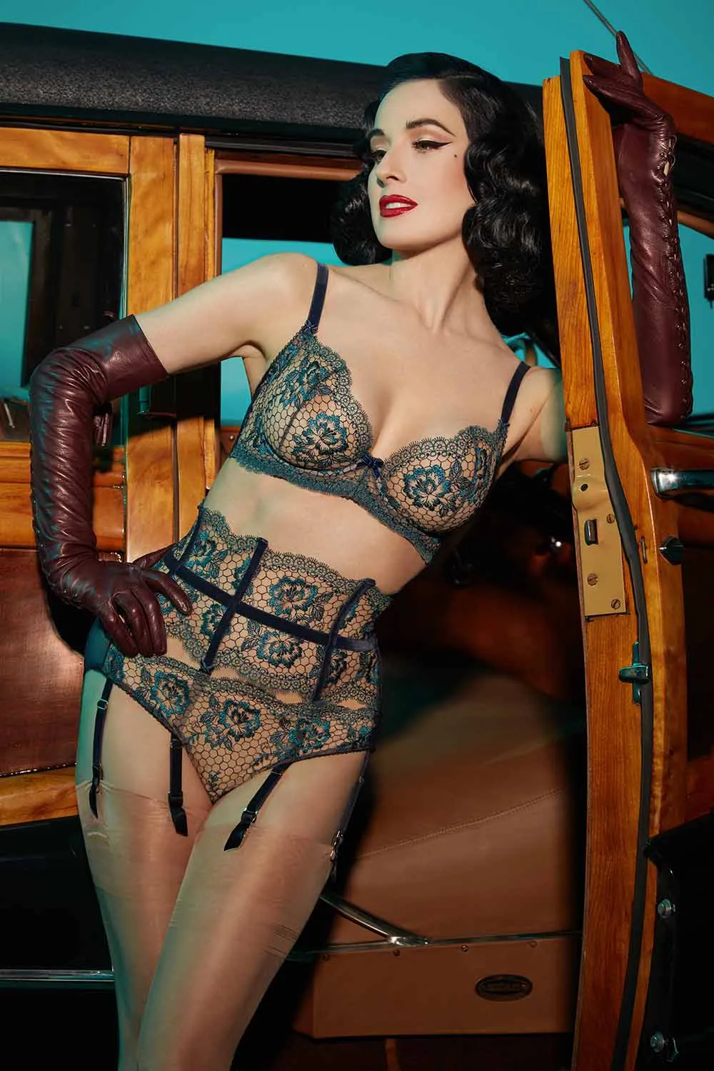 Dita Von Teese Evelina Navy Brief