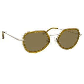 Dries Van Noten Men's Angular Khaki Sunglasses DVN186C6SUN