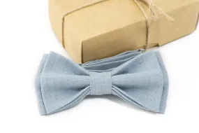 Dusty Blue Groomsmen Bow Tie | Linen Bow Tie for Weddings and Formal Occasions