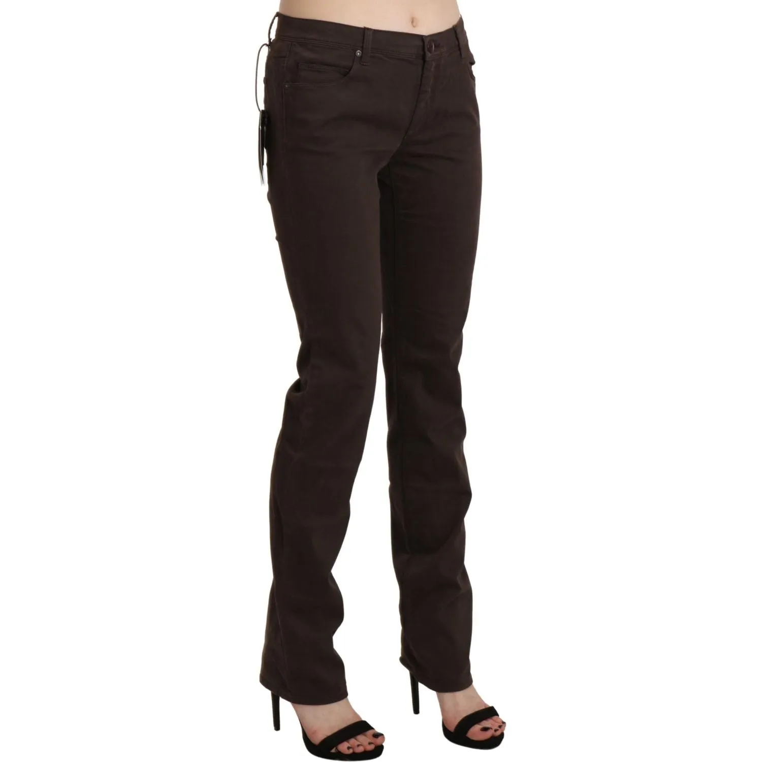 Ermanno Scervino Chic Brown Mid Waist Skinny Trousers