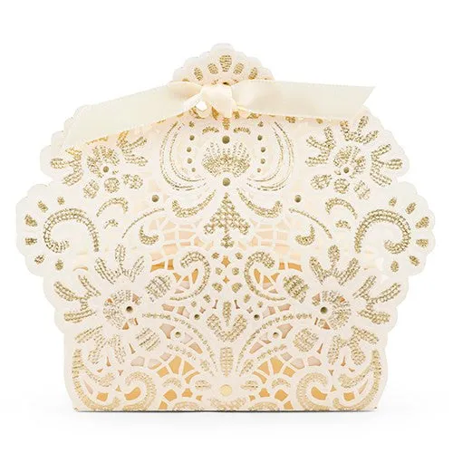 Foil and Lace Wedding Party Favor Box (Pack of 10)